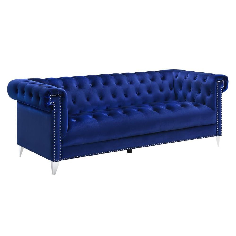 Bleker Tufted Tuxedo Arm Blue Sofa - Thumbnail 3