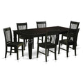 East West Furniture LGNO7-BLK-W 7 Piece Dining Room Furniture Set Consist of a Rectangle Kitchen Table with Butterfly Leaf and 6 Dining Chairs, 42x84 Inch, Black