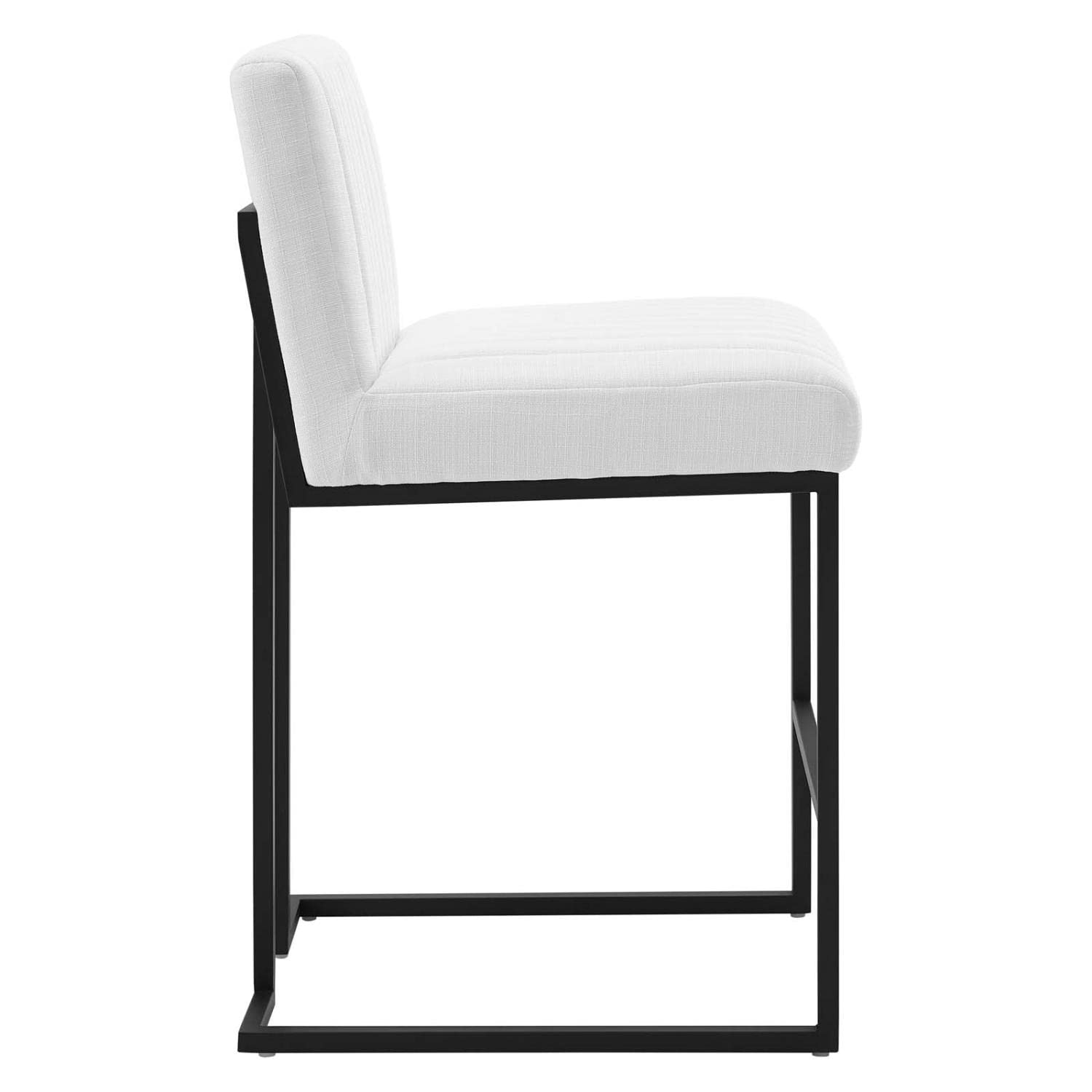 Modway Indulge Channel Tufted Fabric Counter-Height Bar Stool in White