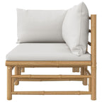 vidaXL Bamboo Patio Lounge Set with Light Gray Cushions – 2-Piece Comfortable Outdoor Furniture Set - Modular Design, Natural Material, Provider of Assembly Manual and Cushioned Seating.