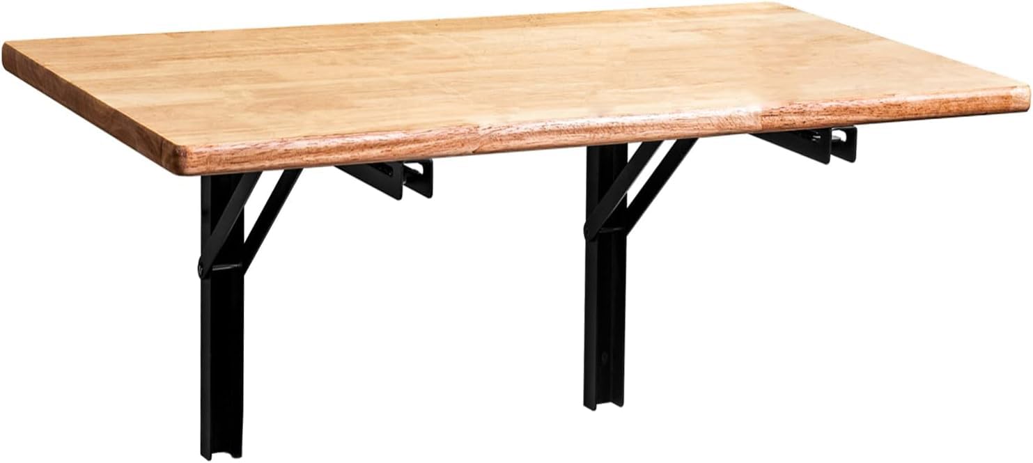 Wallmaster Wall Mounted Folding Workbench Heavy Duty Fold Down Table Utility Bench Solutions Laundry Shelf Wall Desk With Metal Shelf Bracket (32 X 18)