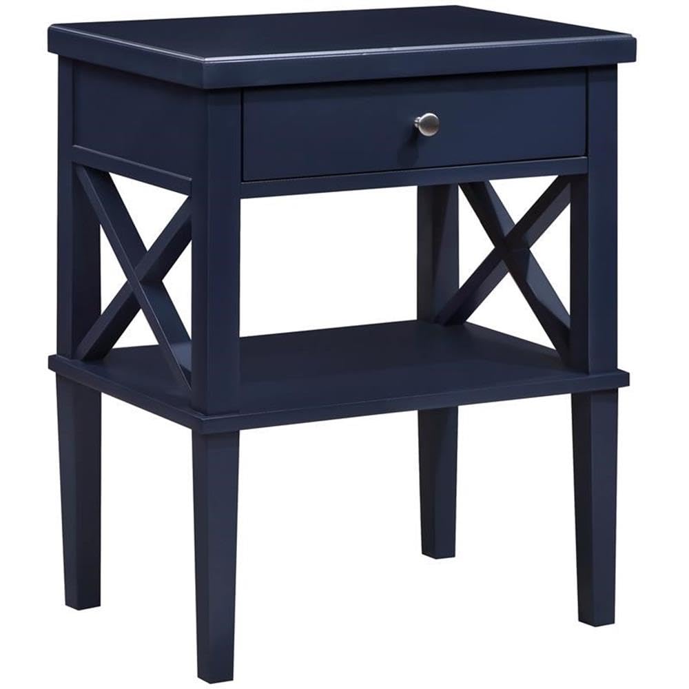 Comfort Pointe Marta Midnight Blue Wood 1-Drawer Nightstand with Storage Shelf