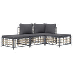 vidaXL 4-Piece Outdoor Patio Lounge Set - Anthracite Poly Rattan with Dark Gray Cushions for Garden, Terrace, Deck