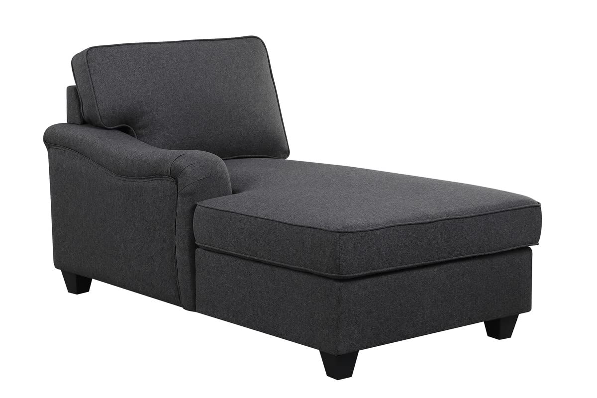 Lilola Home Leo Dark Gray Linen 3Pc Sectional Sofa Chaise