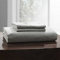 Simple&Opulence 100% Belgian Linen Sheet Set Handmade Hemstitch Light Grey Twin Size Bed Sheet-3 Pieces(1 Flat Sheet+1 Fitted Sh