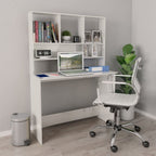 vidaXL Desk Home Office Computer Desk Storage High Gloss White Engineered Wood