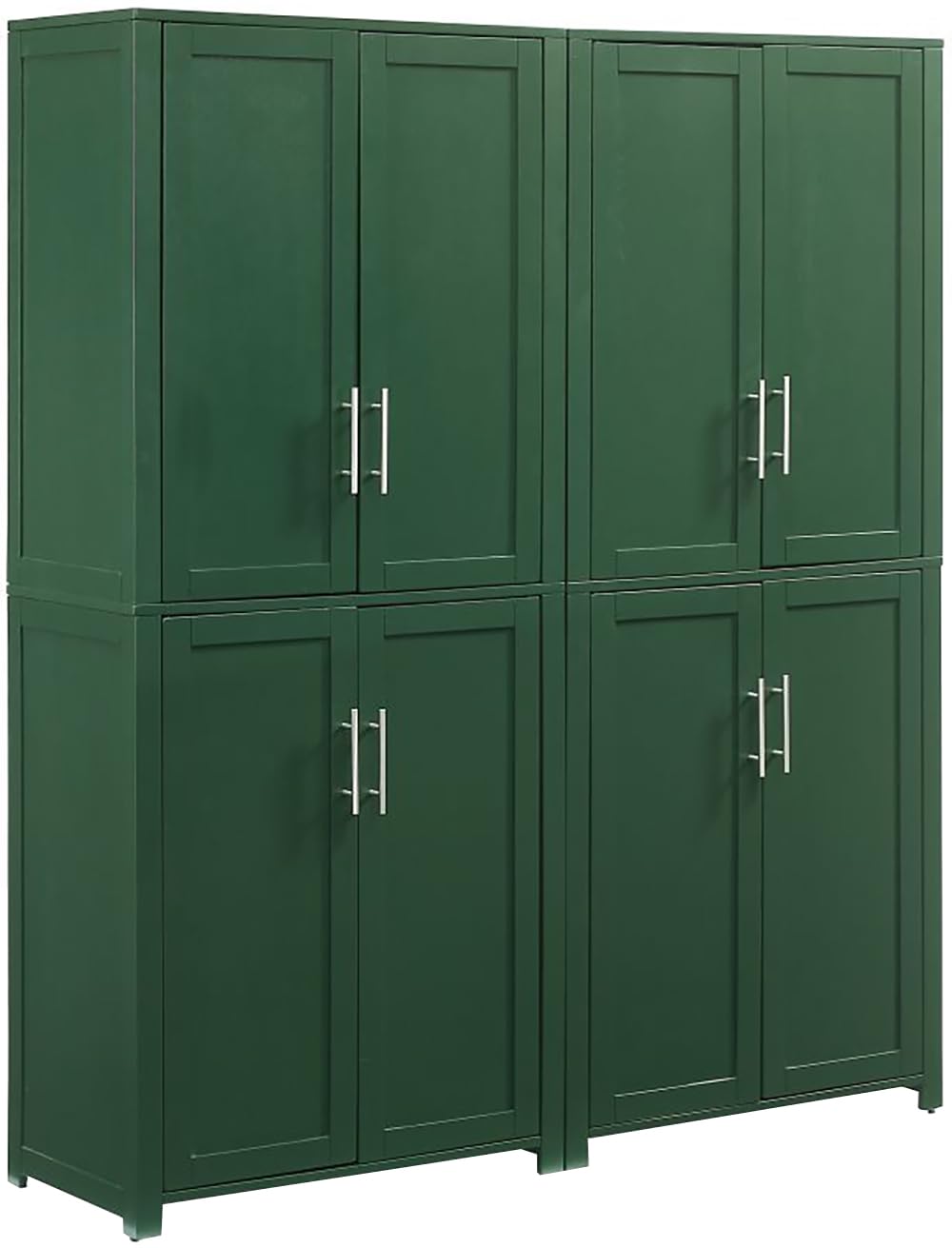 Crosley Furniture Savannah 2-Piece Pantry Storage Cabinet Set with Shelves, Kitchen, Dining, or Laundry Room, Hunter Green