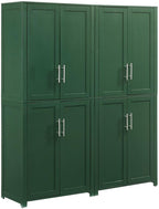 Crosley Furniture Savannah 2-Piece Pantry Storage Cabinet Set with Shelves, Kitchen, Dining, or Laundry Room, Hunter Green