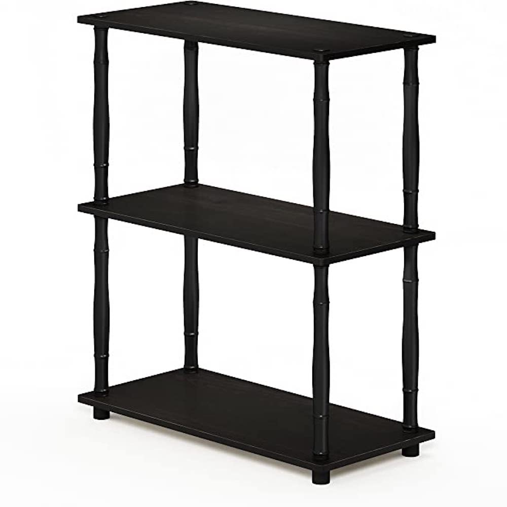 Furinno Turn-N-Tube 3-Tier Compact Multipurpose Shelf Display Rack With Classic Tube, Espresso/Black