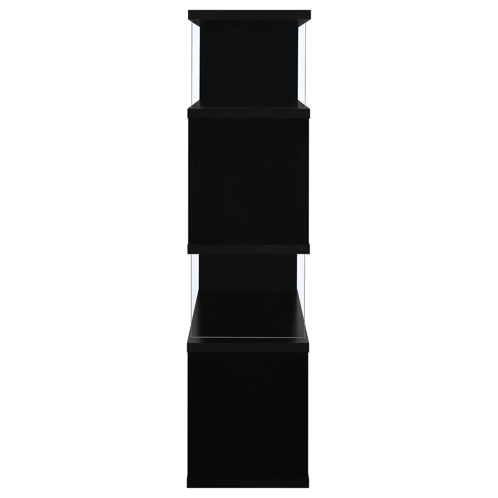 Coaster Home Furnishings Emelle 63-inch 4-Shelf Glass Panel Bookshelf Black