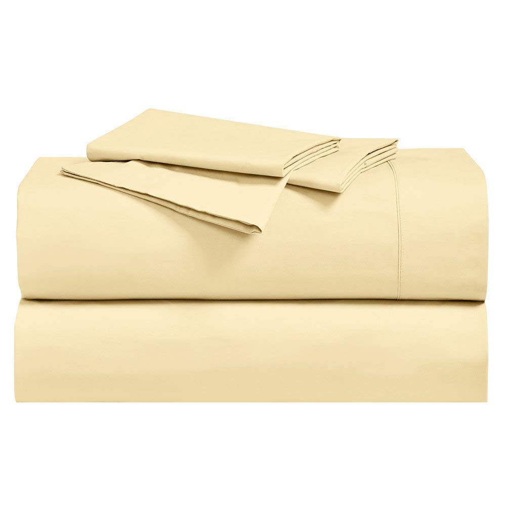 Royal Hotel Bedding Abripedic Crispy Percale Sheets, 300-Thread-Count, 4Pc Solid Sheet Set, 100% Cotton, Super Deep Pocket, Cali