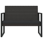 vidaXL Modern Patio Bench with Black Cushions | 41.7" Wide | Durable PE Rattan Outdoor Furniture | Powder-Coated Steel Frame | Comfortable Foam Cushions Included