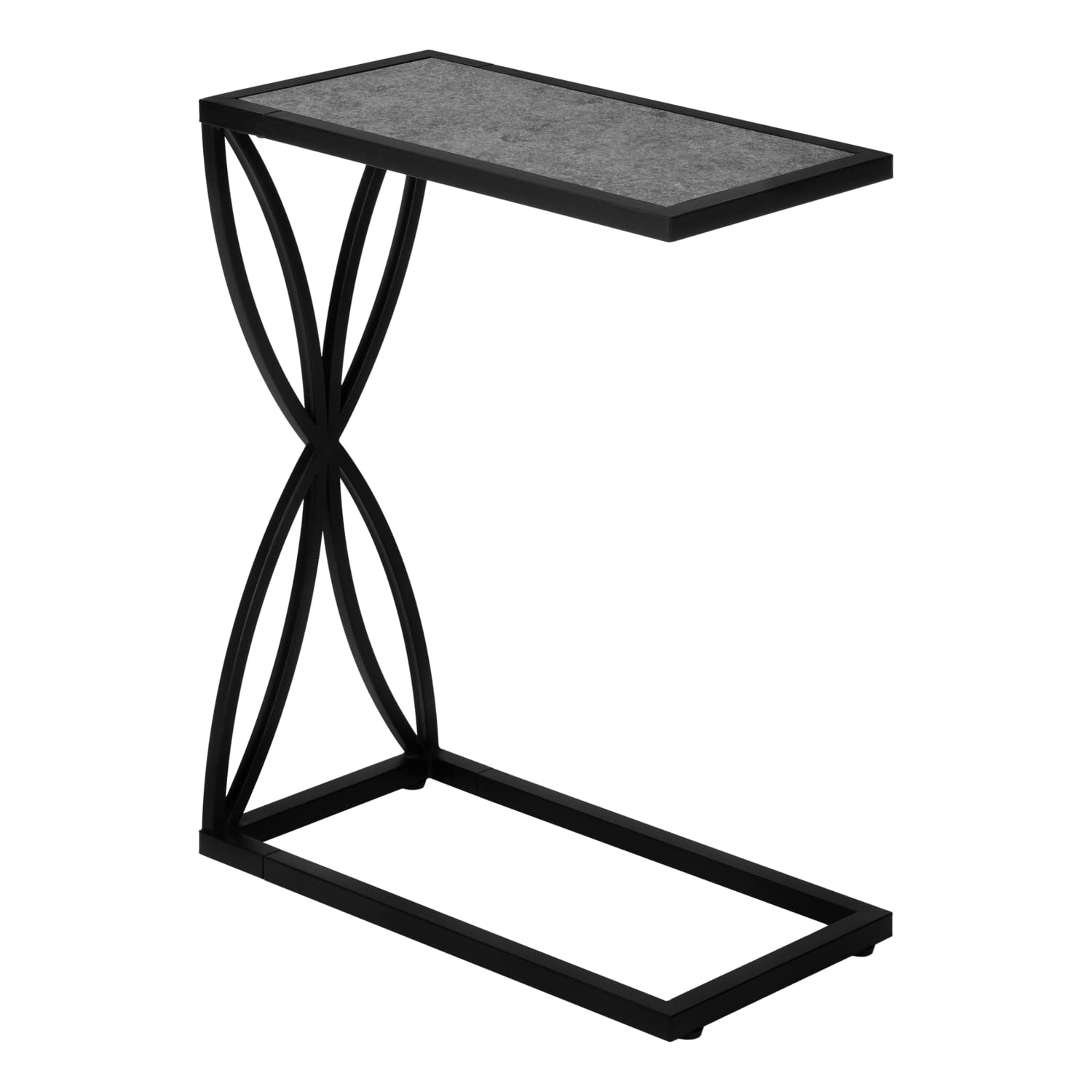 Monarch Specialties 3305 Accent Table, C-Shaped, End, Side, Snack, Living Room, Bedroom, Laminate, Contemporary, Modern Table-25 H/Grey Stone-Look/Black Metal, 10.25&quot; L X 18.25&quot; W X 25.25&quot; H