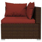 vidaXL 13-Piece Outdoor Lounge Set - Durable Powder-Coated Steel & PE Rattan with Thick Cushions/Pillows – 10 Middle Sofas, 2 Corner Sofas, Coffee Table - Brown/Cinnamon Red
