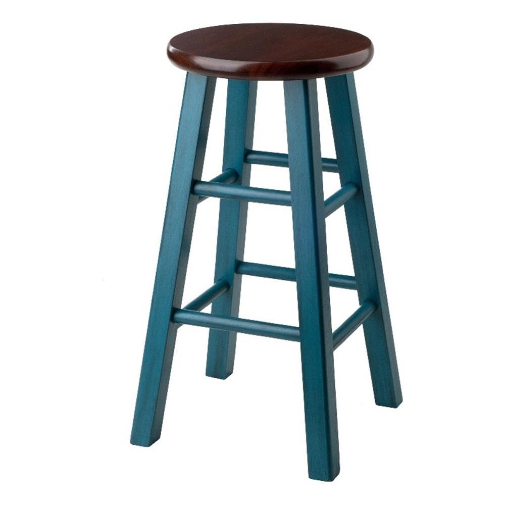 Winsome Wood Ivy Model Name Stool Rustic Teal/Walnut 13.4X13.4X24.2