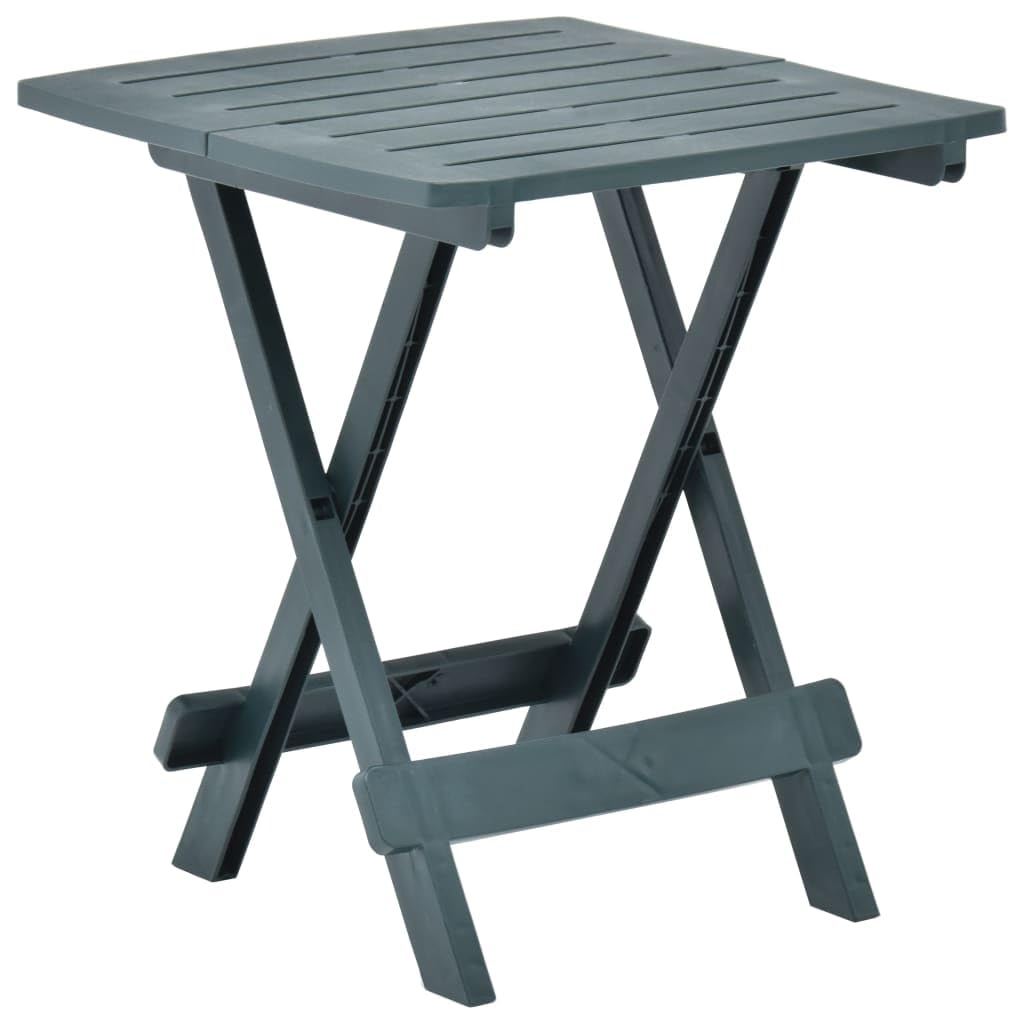 vidaXL Foldable Patio Table - Green, Weather-Resistant Plastic - Slatted Design, 17.7"x16.9"x19.7", Perfect for Patio, Deck