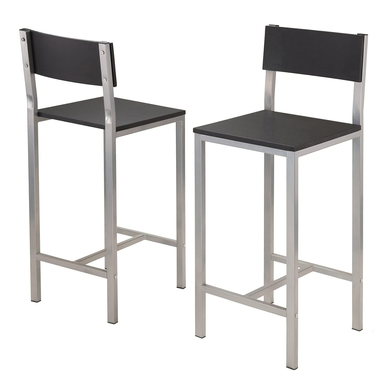 Winsome Hanley Table with Two 26&quot; High Back Stools, Black (93336)