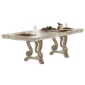 Acme Ragenardus Wooden Extendable Pedestal Dining Table in Antique White