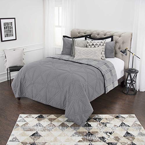 Rizzy Home | Bq4833 | 106"X92" Gray/Neutral/Solid Quilt