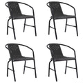 vidaXL Set of 4 Garden/Patio Stackable Chairs - Elegant Black Plastic Rattan with Robust Steel Frame Outdoor Armchairs
