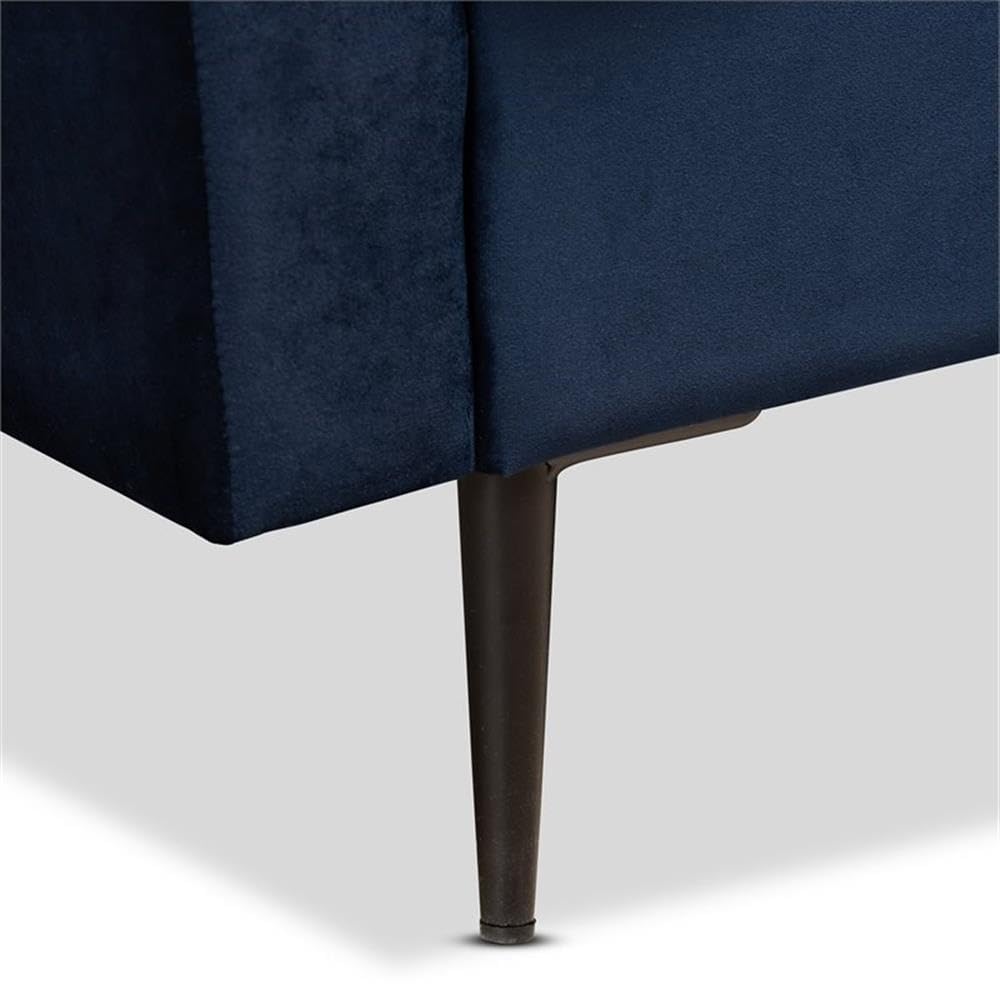 Baxton Studio Galena Blue Sectional Sofa with Right Facing Chaise