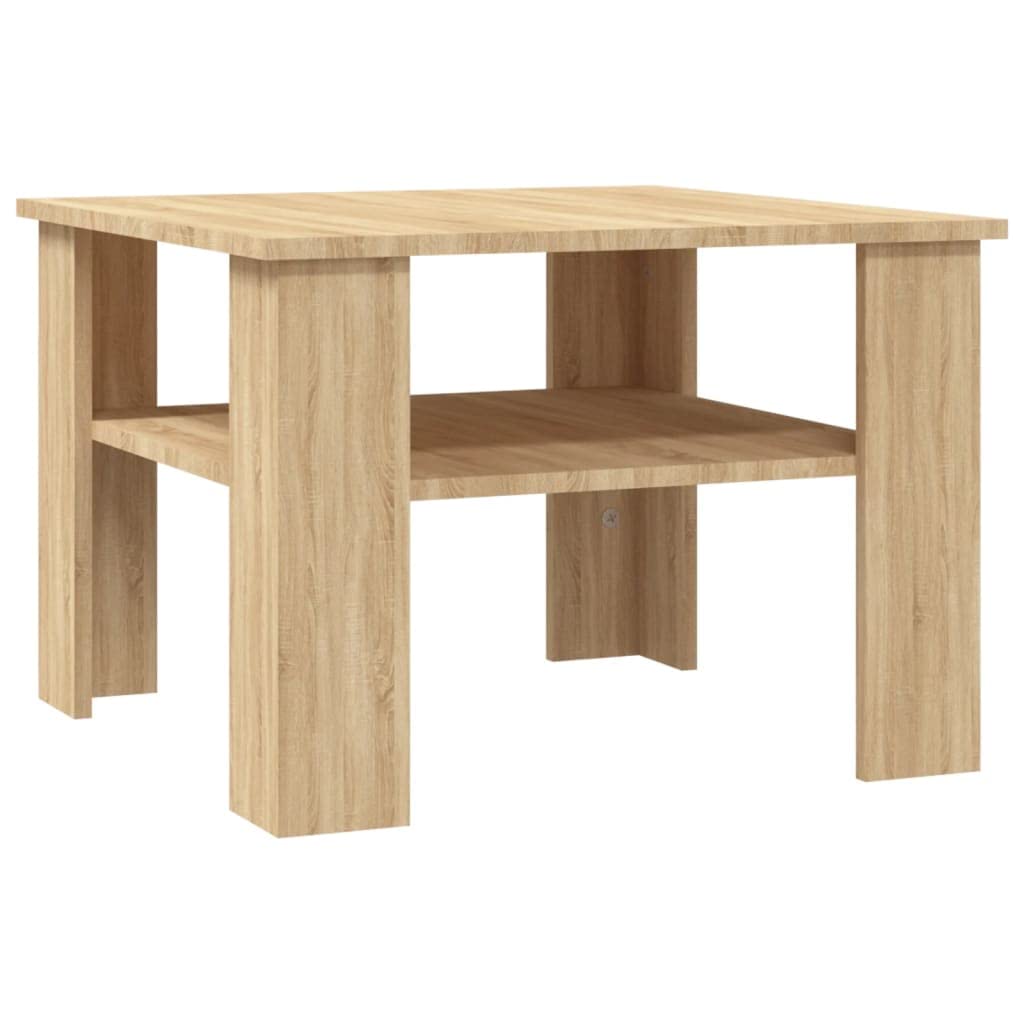 vidaXL Square Coffee Table - Modern Sonoma Oak Finish, Engineered Wood, Stable and Durable Construction, 23.6&quot;x23.6&quot;x16.5&quot;, with Additional Storage Shelf