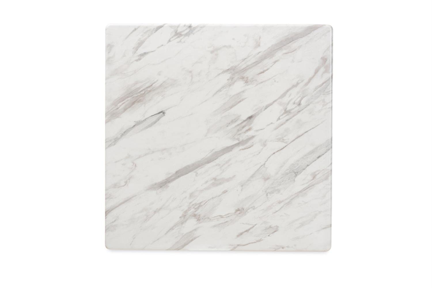 Baxton Studio Richmond Mid-Century Modern Light Grey Fabric Upholstered and Walnut Brown Finished Wood 5-Piece Dining Set with Faux Marble Dining Table