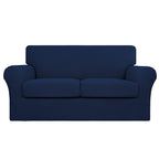Easy-Going 3 Pieces Stretch Couch Cover Sofa Cover For Dogs Washable Sofa Slipcover For 2 Separate Cushion Couch Spandex Jacquard Fabric Elastic Furniture Protector For Pets, Kids (Navy, Loveseat)