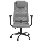 vidaXL Gray Office Chair - Breathable Mesh Fabric and Faux Leather, Adjustable Height with 360-Degree Swivel, Rolling Castors, Solid Metal and Plywood Frame
