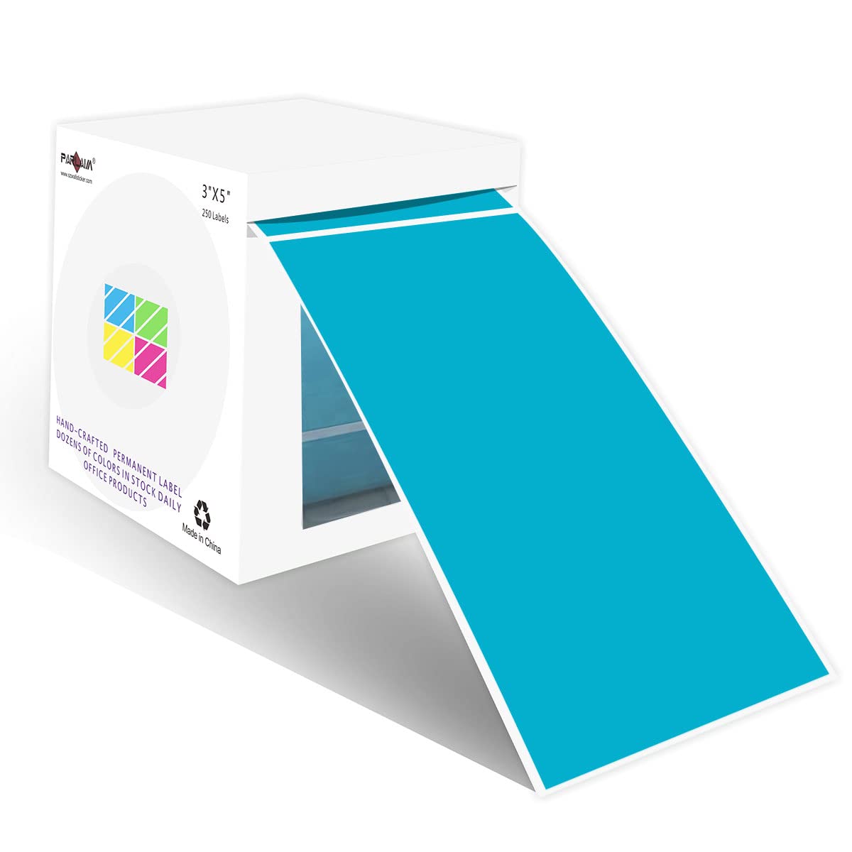 Parlaim 3 ' X 5 ' Rectangle Adhesive Color Code Stickers,250 Per Dispenser Box Roll Square Label Inventory Stickers Teal