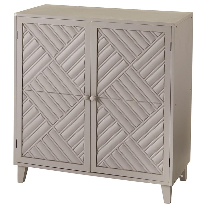 2-Door Cabinet with Chevron Design - Gray