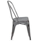 Flash Furniture Tenley Commercial Grade Distressed Silver Gray Metal Indoor-Outdoor Stackable Chair