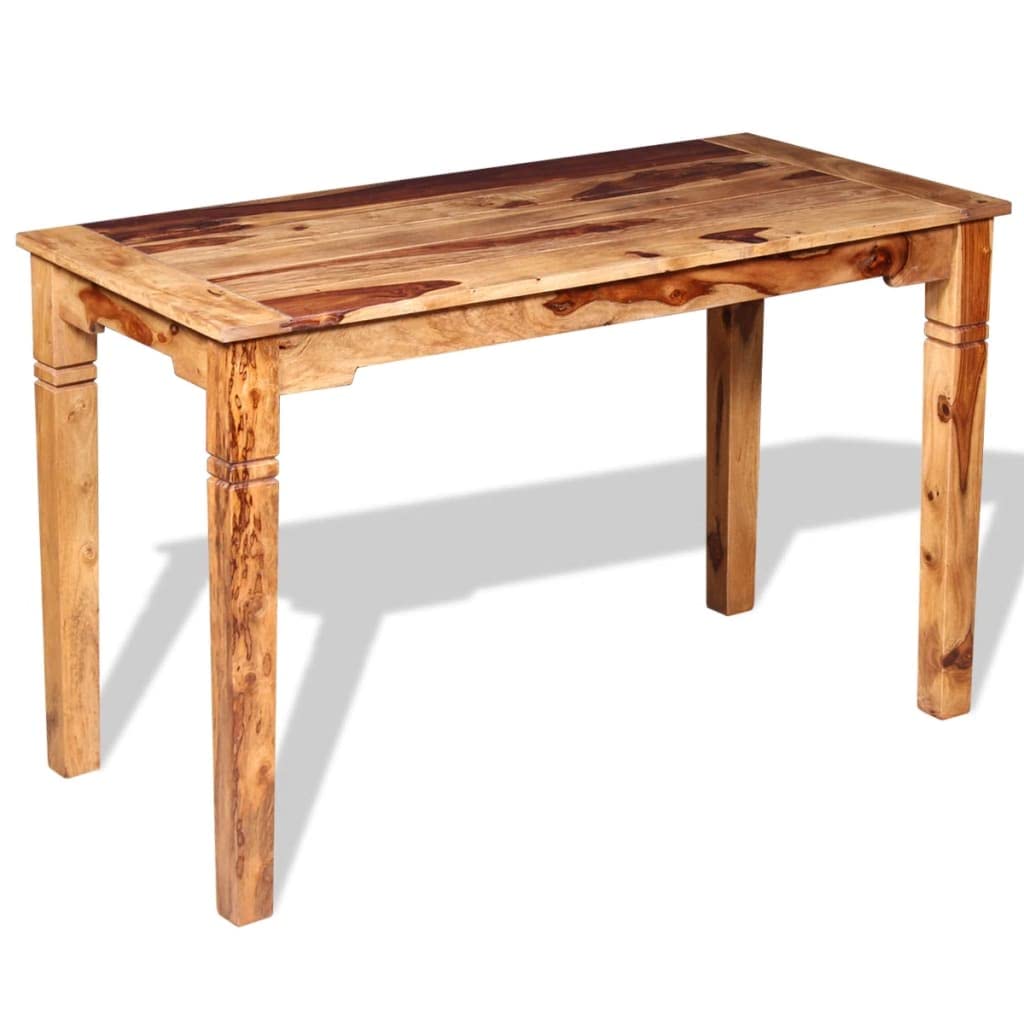Vidaxl Solid Sheesham Wood Dining Table With Honey Matte Finish - Rustic Scandinavian Style Rectangular Table For Dining Room Or Living Room