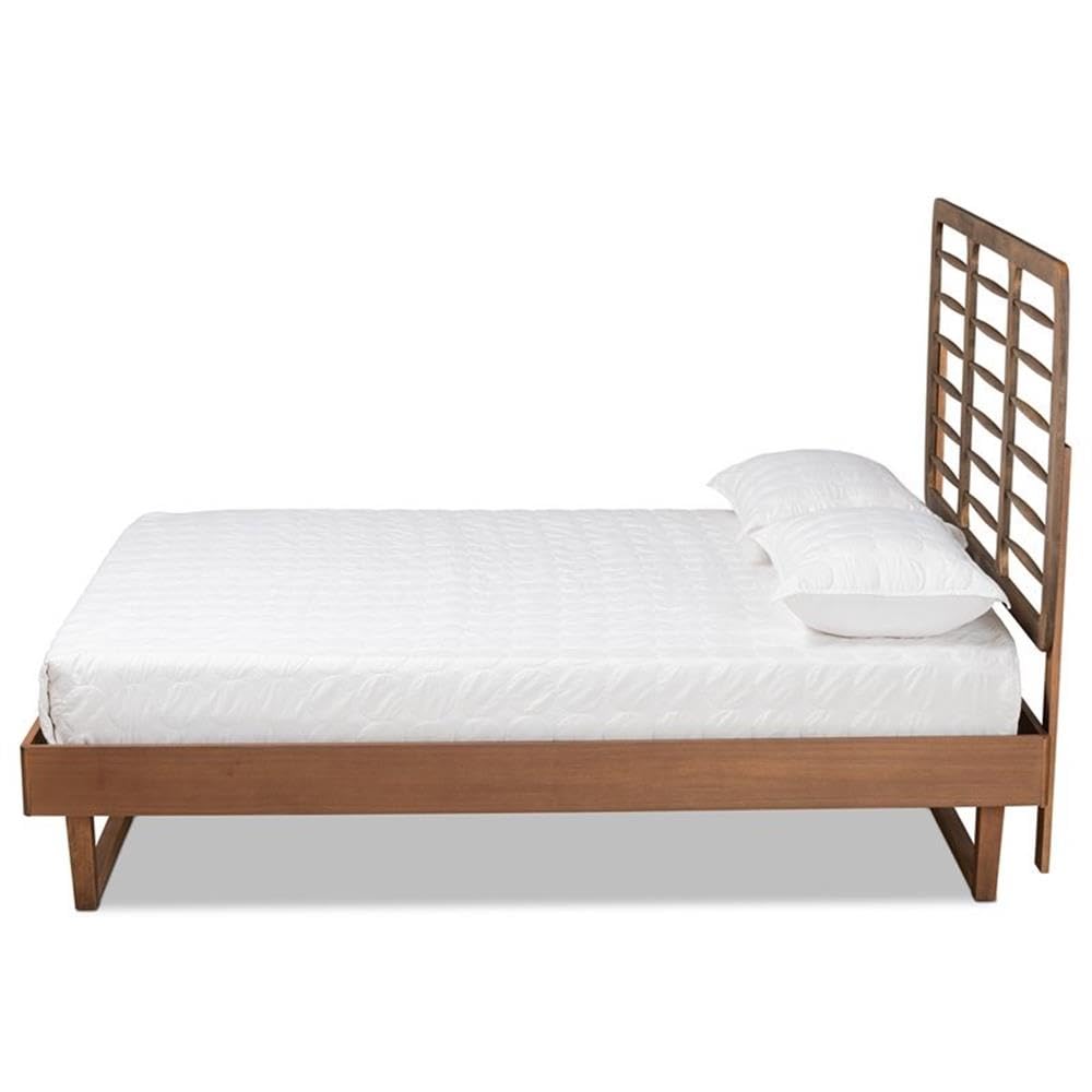 Baxton Studio Lucie Modern and Contemporary Walnut Brown Finished Wood Full Size Platform Bed