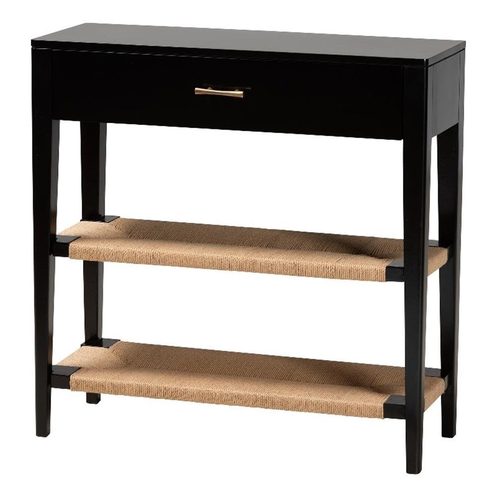 Baxton Studio Freya Modern Bohemian Black Finished Bayur Wood 1-Drawer Console Table Black/bayur Wood