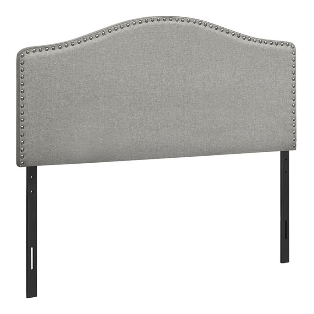 Monarch Specialties I 6013F Bed, Headboard Only, Full Size, Bedroom, Upholstered, Linen Look, Grey, Transitional