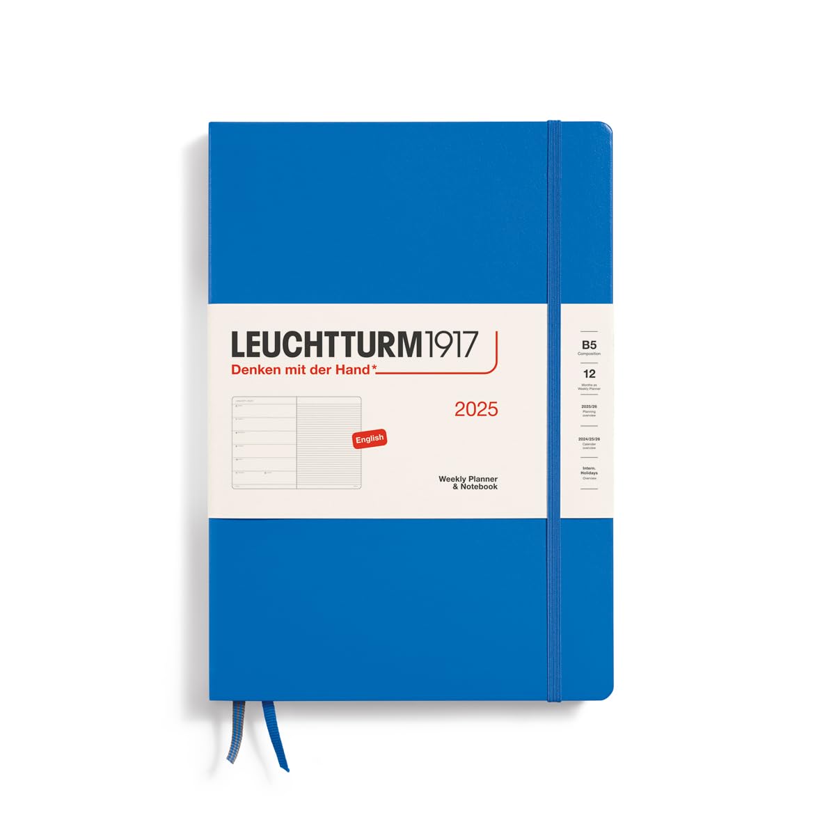 Leuchtturm1917 - Weekly Planner & Notebook 2025, Hardcover, Composition (B5), Sky (Jan 1 - Dec 31, 2025)