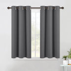 Nicetown Grey Kitchen Blackout Short Curtain Panels For Bedroom, Thermal Insulated Grommet Top Blackout Draperies And Drapes (2