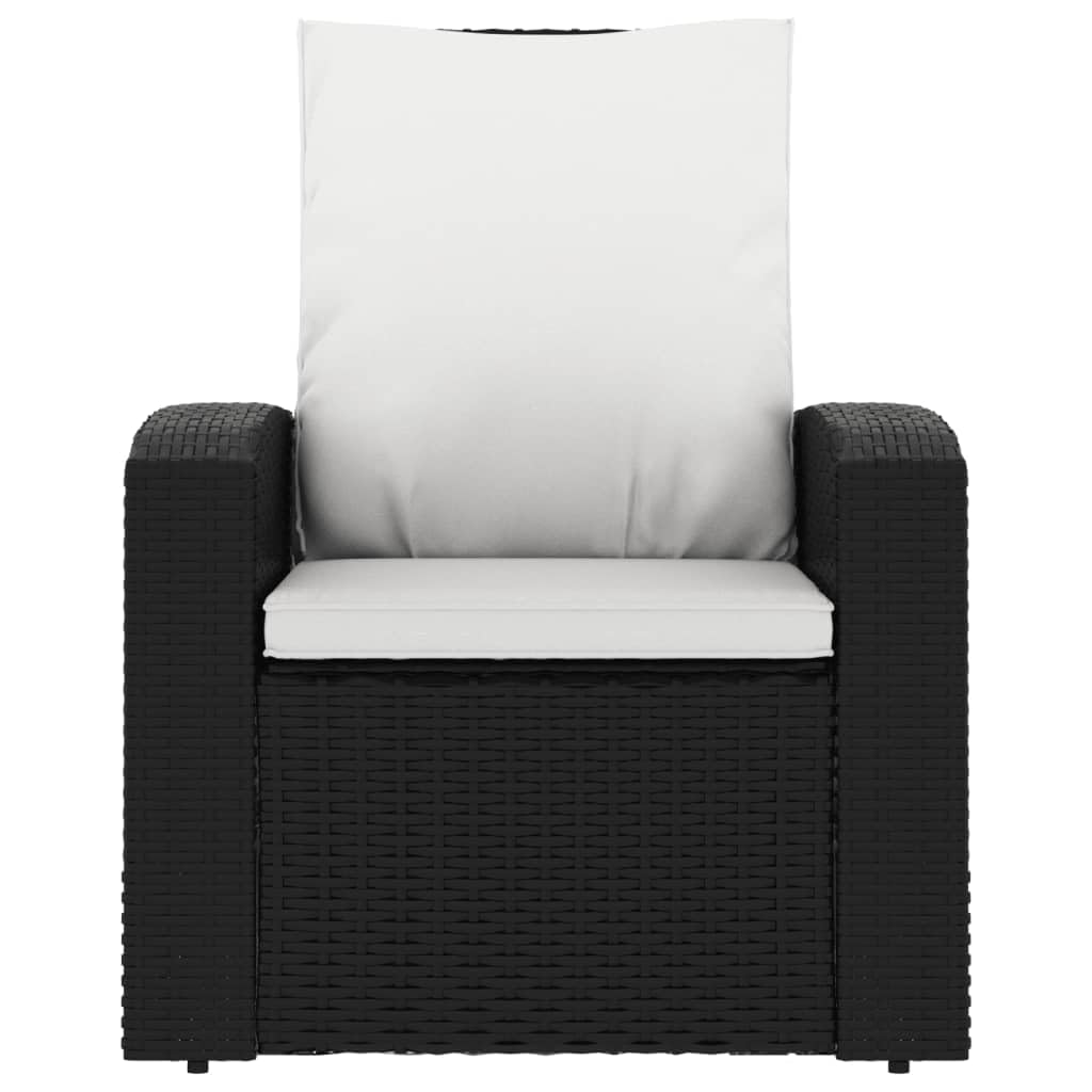 vidaXL Patio Reclining Chair - Adjustable Outdoor Relaxation Chair with Cushions, Durable and Easy-to-Clean Gray Poly Rattan Frame with Manual Reclining Function