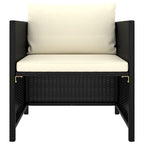 vidaXL Outdoor Patio Sofa with Cushions - Stylish & Functional Black Poly Rattan Garden Seat with Removable Cream White Cushions, Weather-Resistant & Lightweight