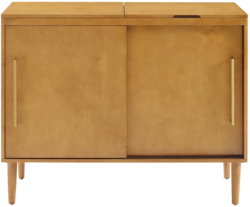 Crosley Furniture Everett Media Console and Record Player Stand with Storage for Vinyl Records, Acorn