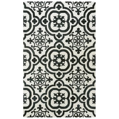 Rizzy Home Alora Decor Neo 7'6"X9'6" Scroll Ivory/Black Hand-Tufted Area Rug