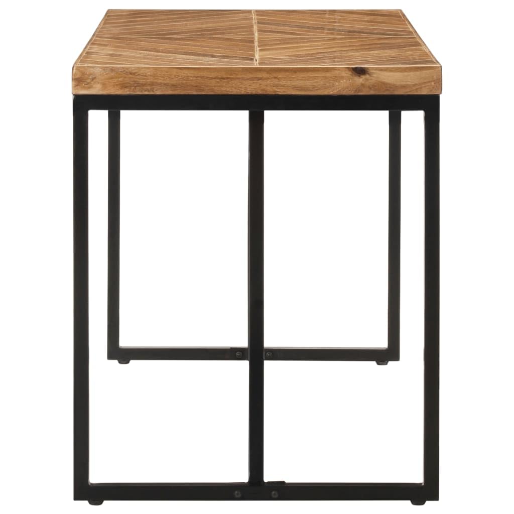 vidaXL Solid Acacia and Mango Wood Dining Table, Industrial Look, Handcrafted with Chevron and Mosaic Design, Stable Steel Legs - 78.7&quot;x35.4&quot;x29.9&quot;, Brown White