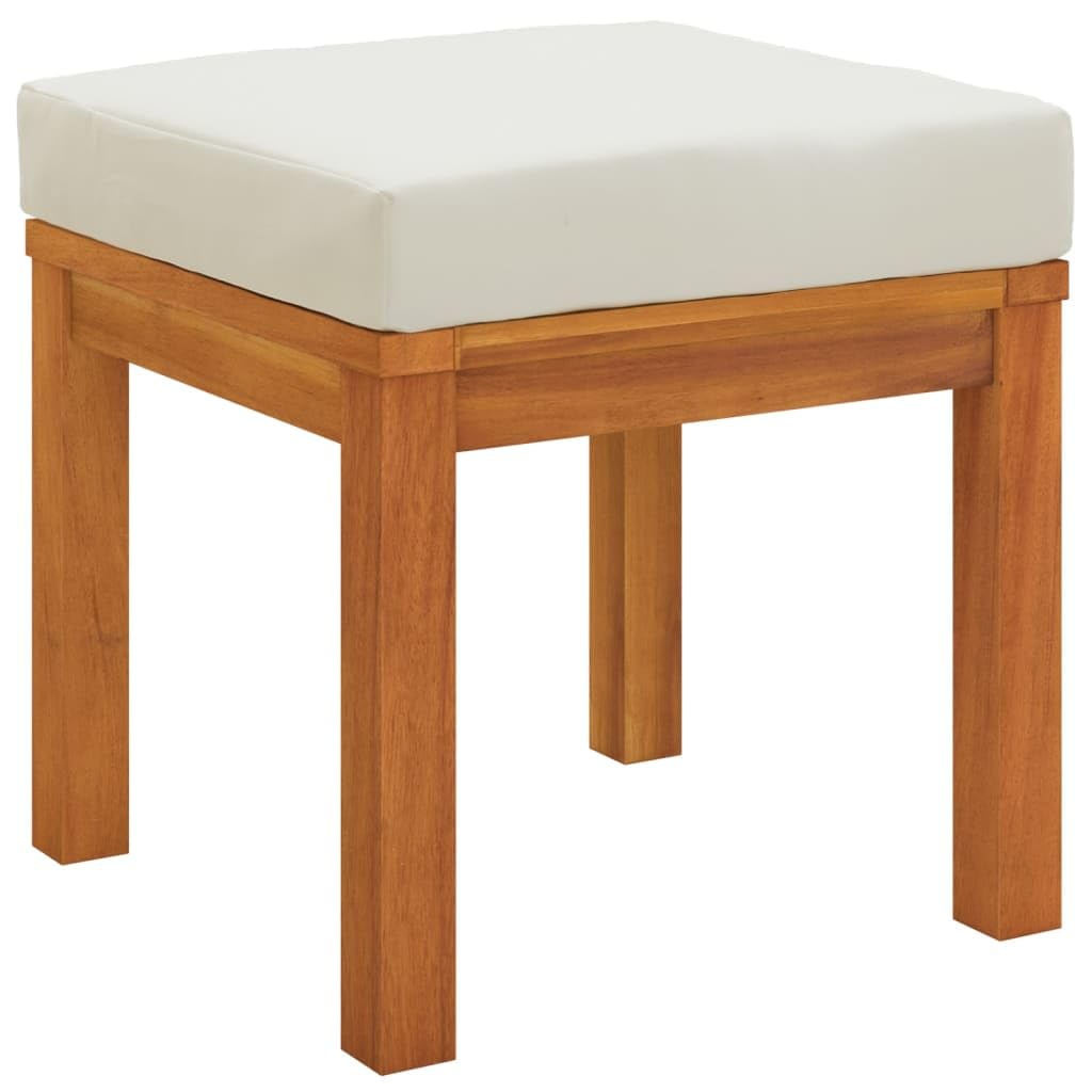 Vidaxl Solid Acacia Wood Patio Stools With Cushions, 2 Pcs - Comfortable And Durable Outdoor Seating Solution For Garden, Terrace, Or Patio