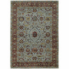 HomeRoots 510004 9 x 12 ft. Blue Red Green & Gold Oriental Power Loom Stain Resistant Rectangle Area Rug