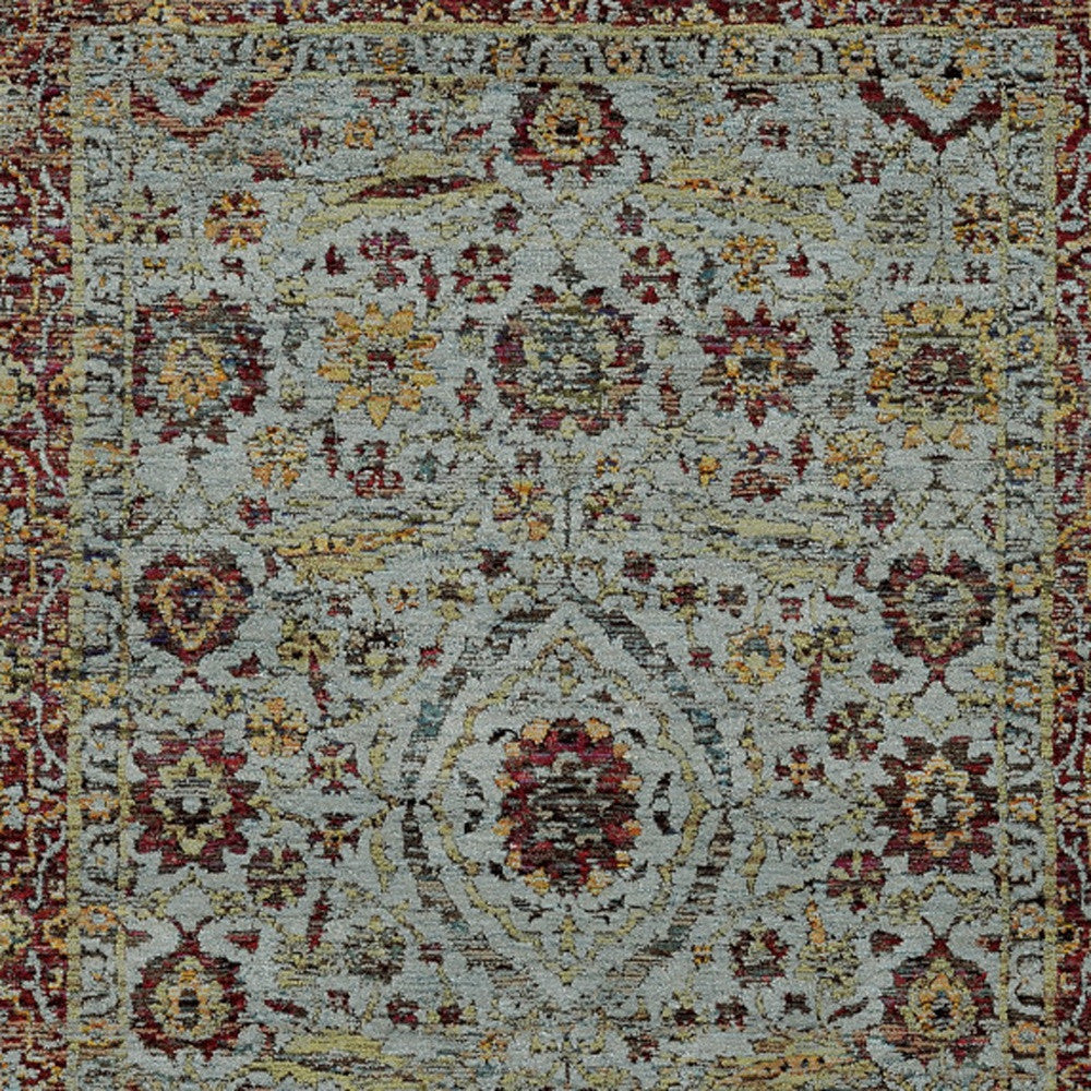 HomeRoots 510004 9 x 12 ft. Blue Red Green & Gold Oriental Power Loom Stain Resistant Rectangle Area Rug