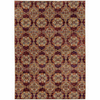 HomeRoots 510021 10 x 13 ft. Red & Gold Oriental Power Loom Stain Resistant Rectangle Area Rug