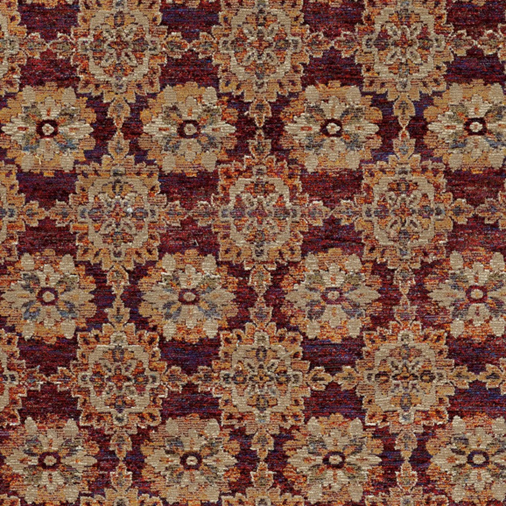 HomeRoots 510021 10 x 13 ft. Red & Gold Oriental Power Loom Stain Resistant Rectangle Area Rug