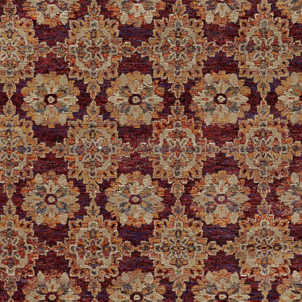 HomeRoots 510029 9 x 12 ft. Red & Gold Oriental Power Loom Stain Resistant Rectangle Area Rug