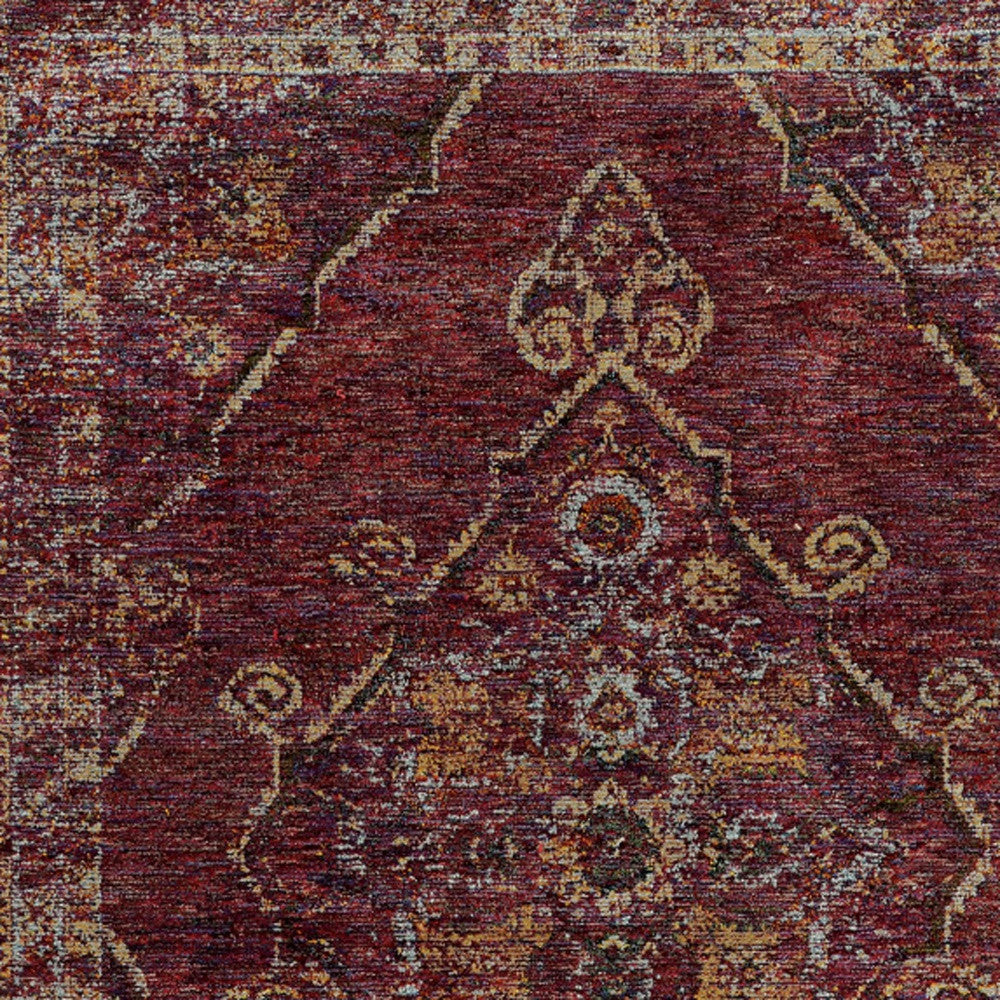 HomeRoots 510045 6 x 9 ft. Red & Gold Oriental Power Loom Stain Resistant Rectangle Area Rug